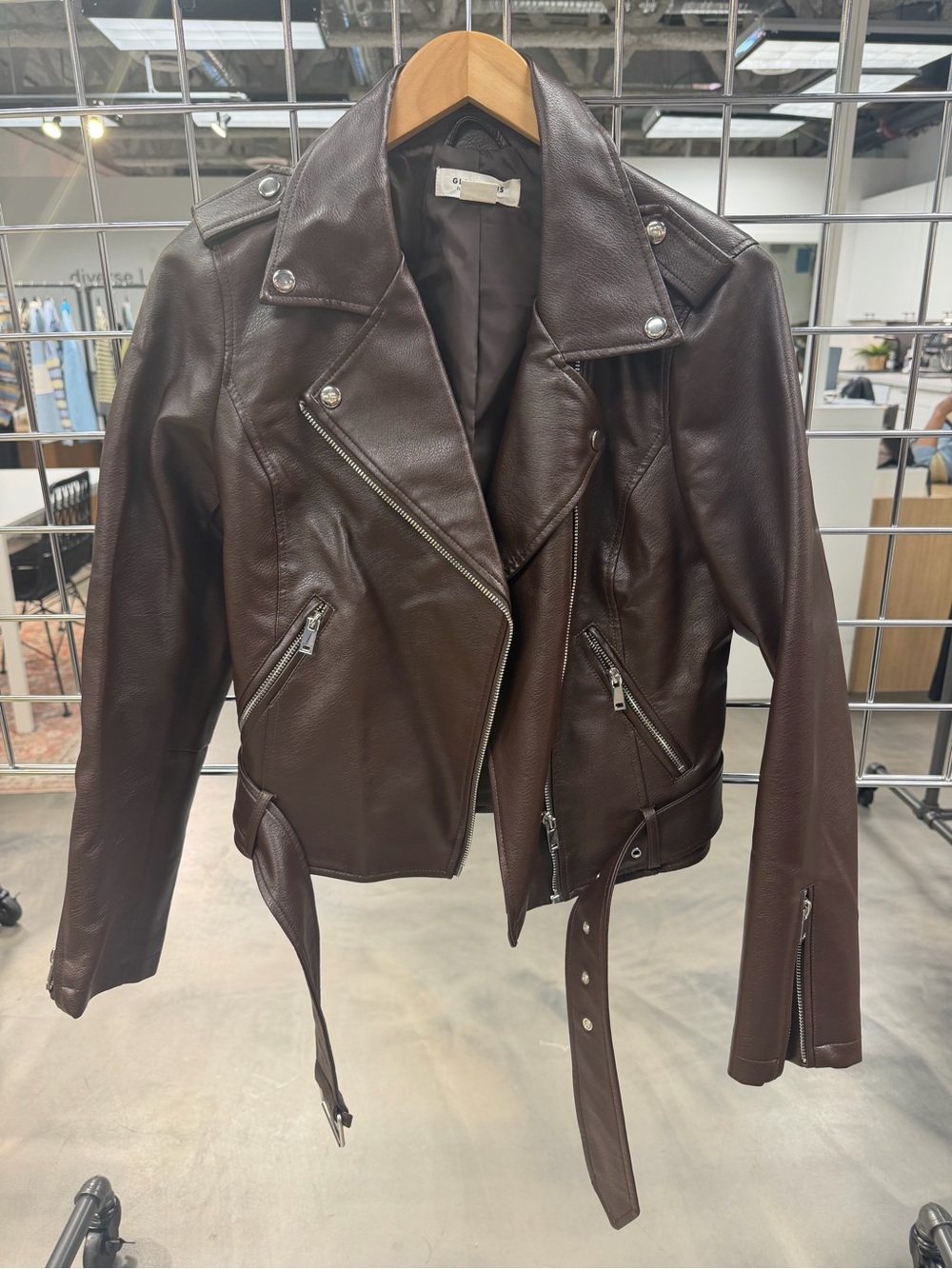 Glamorous Dark Brown Leather Moto Jacket
